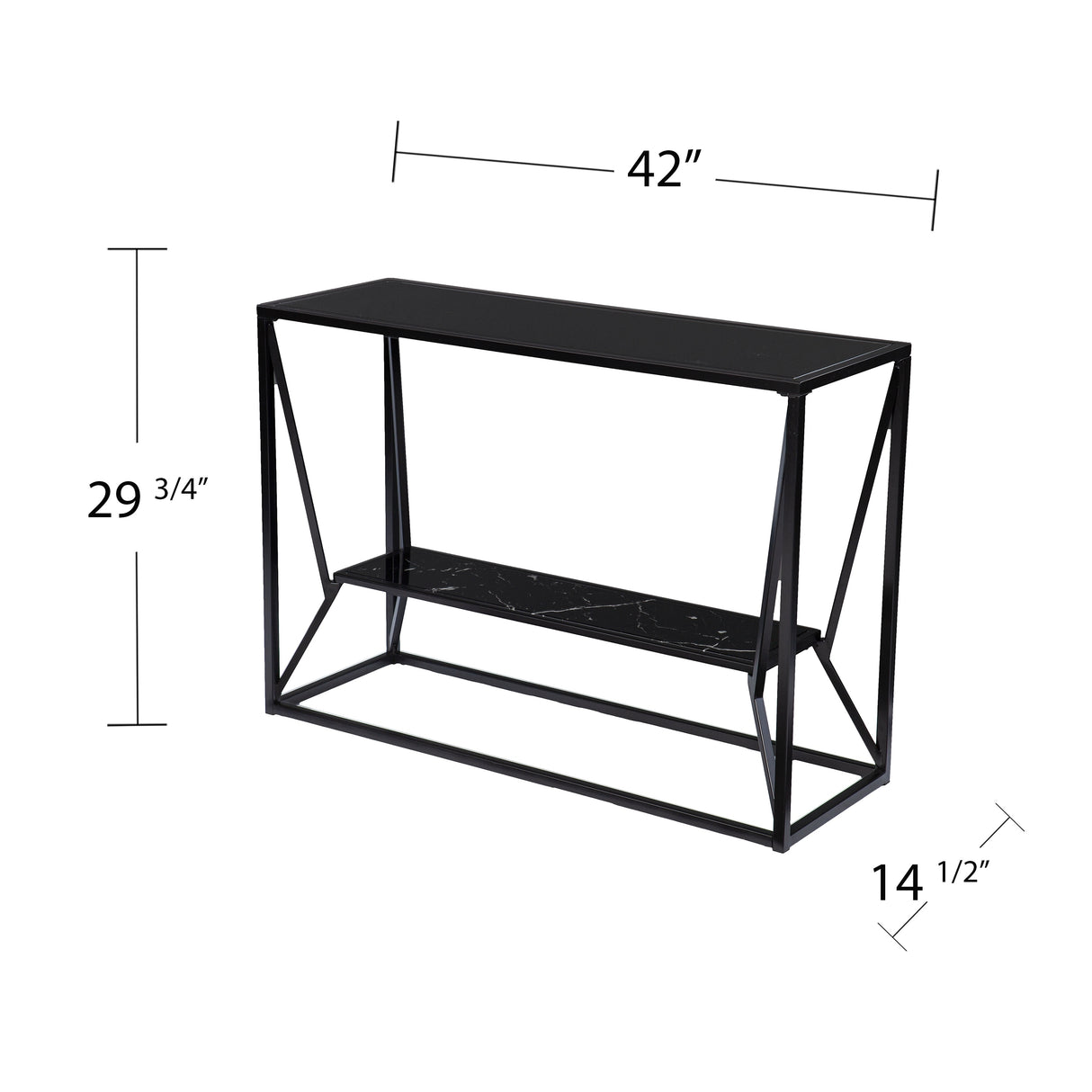 SEI Furniture Aerisill Contemporary Black Metal Console Table