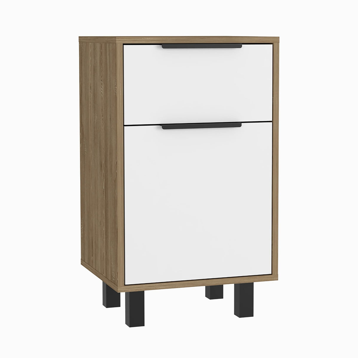 Superior Top Nightstand, One Drawer and One Cabinet,Four Legs