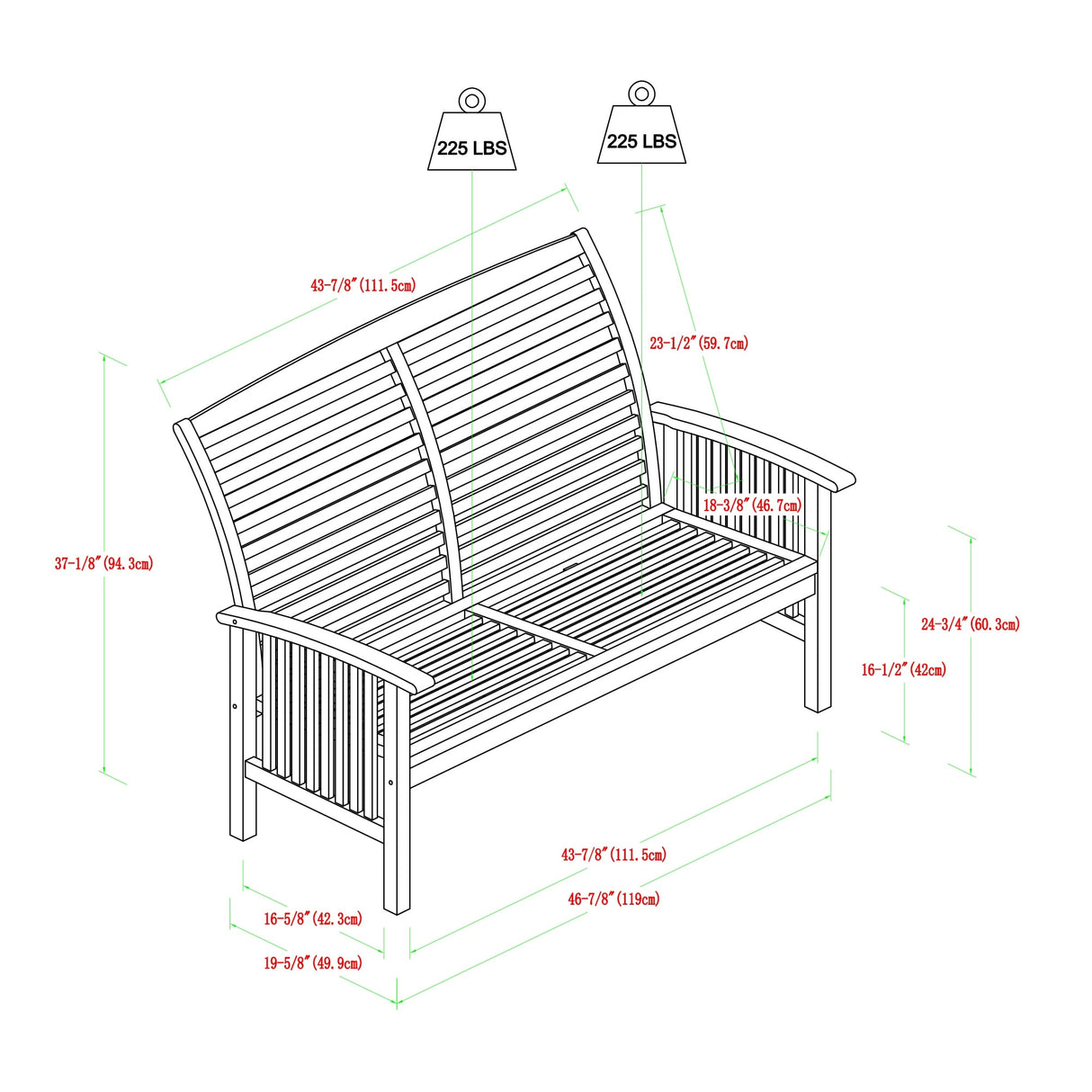 Middlebrook Surfside Acacia Wood Outdoor Love Seat