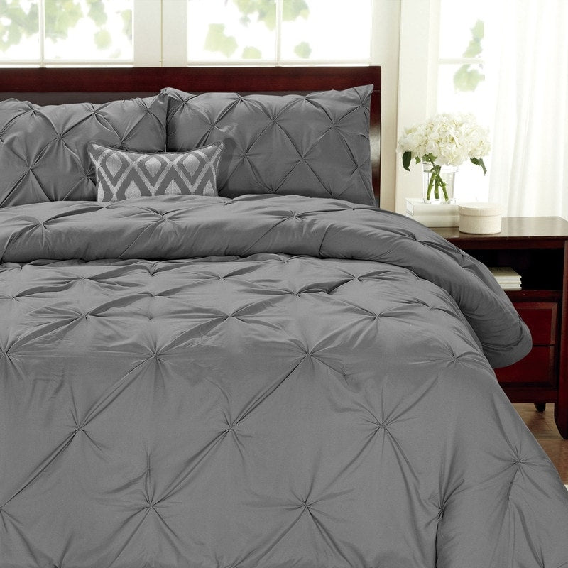 Swift Home Modern Pintuck Ultra-Soft Microfiber 3-Piece Bedding Comforter Set