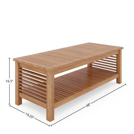 Sylvie Rectangular Teak Outdoor Coffee Table - 19.25 x 16.5 x 48