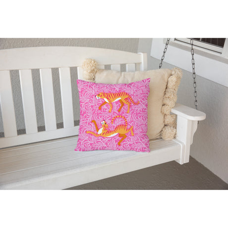 TREKKING TIGER PINK Outdoor Pillow By Kavka Designs