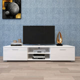 TV Stand Media Console Entertainment Center Table, 2 Storage Cabinet with Open Shelves for 70"