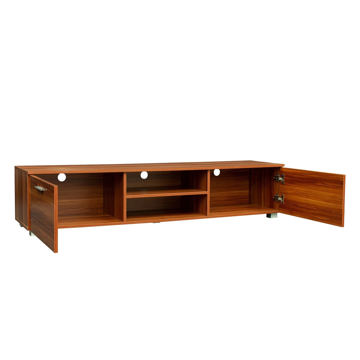 TV Stand Media Console Entertainment Center Table, 2 Storage Cabinet with Open Shelves for 70"