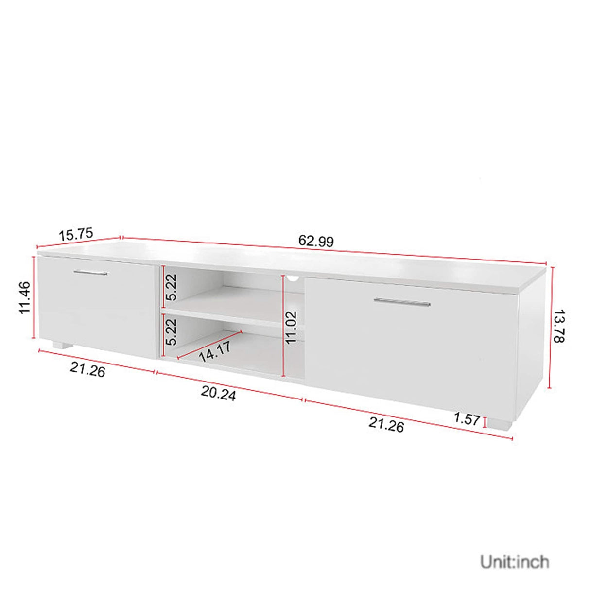 TV Stand Media Console Entertainment Center Table, 2 Storage Cabinet with Open Shelves for 70"