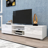 TV Stand Media Console Entertainment Center Table, 2 Storage Cabinet with Open Shelves for 70"