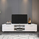 TV Stand Media Console Entertainment Center Table, 2 Storage Cabinet with Open Shelves for 70"