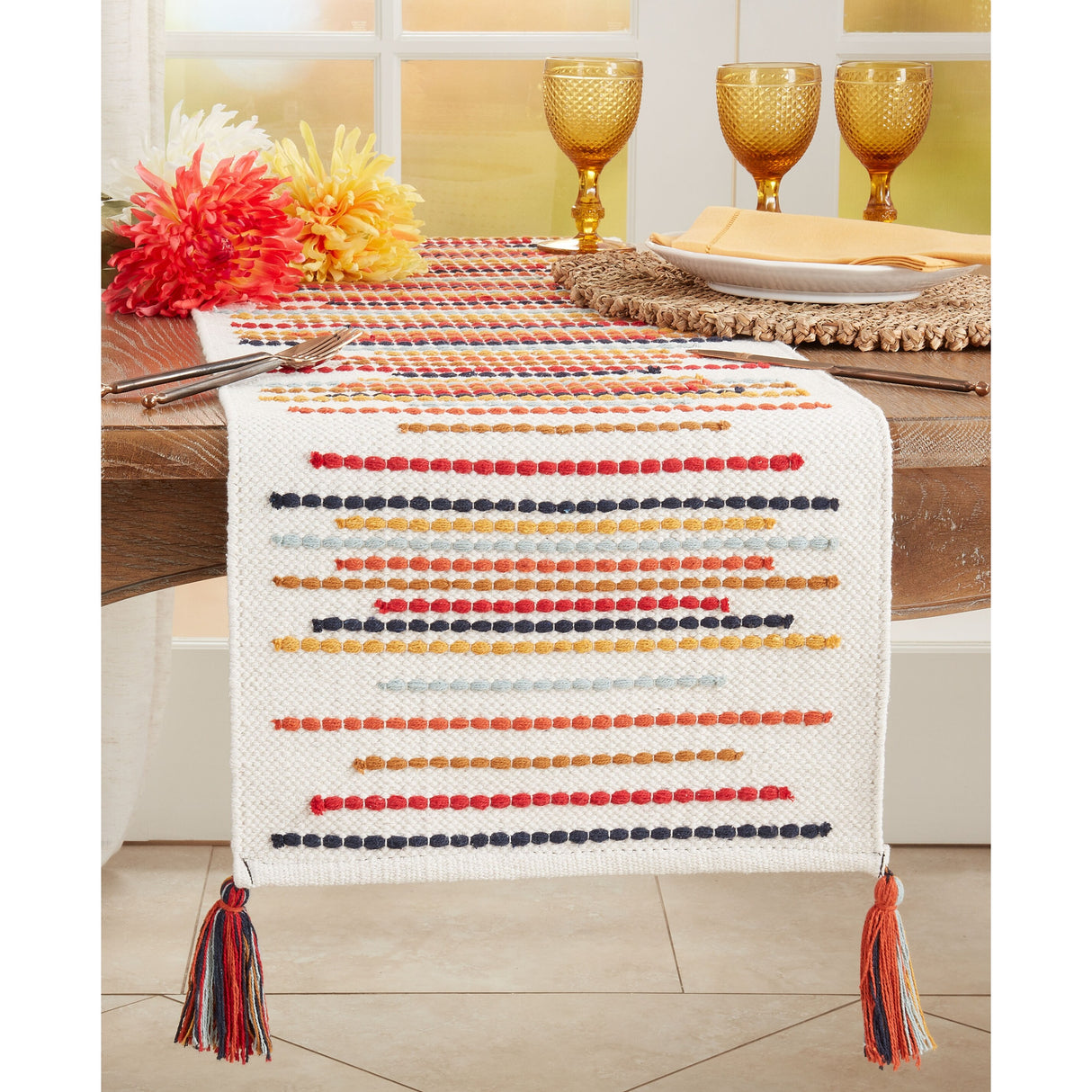 Table Runner With Chunky Stripes Design - 16"x72"