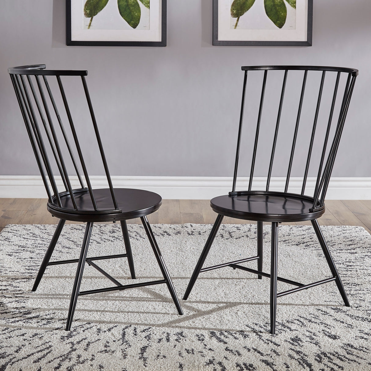 Truman High Back Metal and Wood Spindle Dining Chair (Set of 2) by iNSPIRE Q Modern