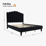 Tufted Upholstered Platform Bed with Sturdy Center Legs and Elegant Headboard for Bedroom by HULALA HOME