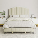 Tufted Upholstered Platform Bed with Sturdy Center Legs and Elegant Headboard for Bedroom by HULALA HOME