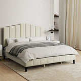 Tufted Upholstered Platform Bed with Sturdy Center Legs and Elegant Headboard for Bedroom by HULALA HOME