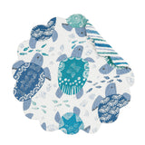 Turtle Bay Round Quilted Reversible Blue Coastal Placemat Set of 6