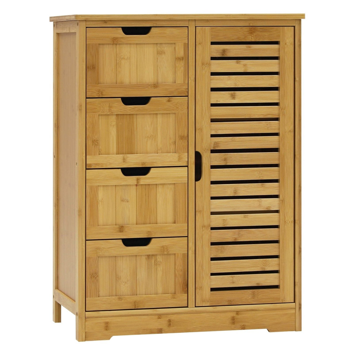 VEIKOUS Bathroom Floor Storage Cabinet with 4 Drawers, 1 Cupboard and 2 Adjustable Shelves