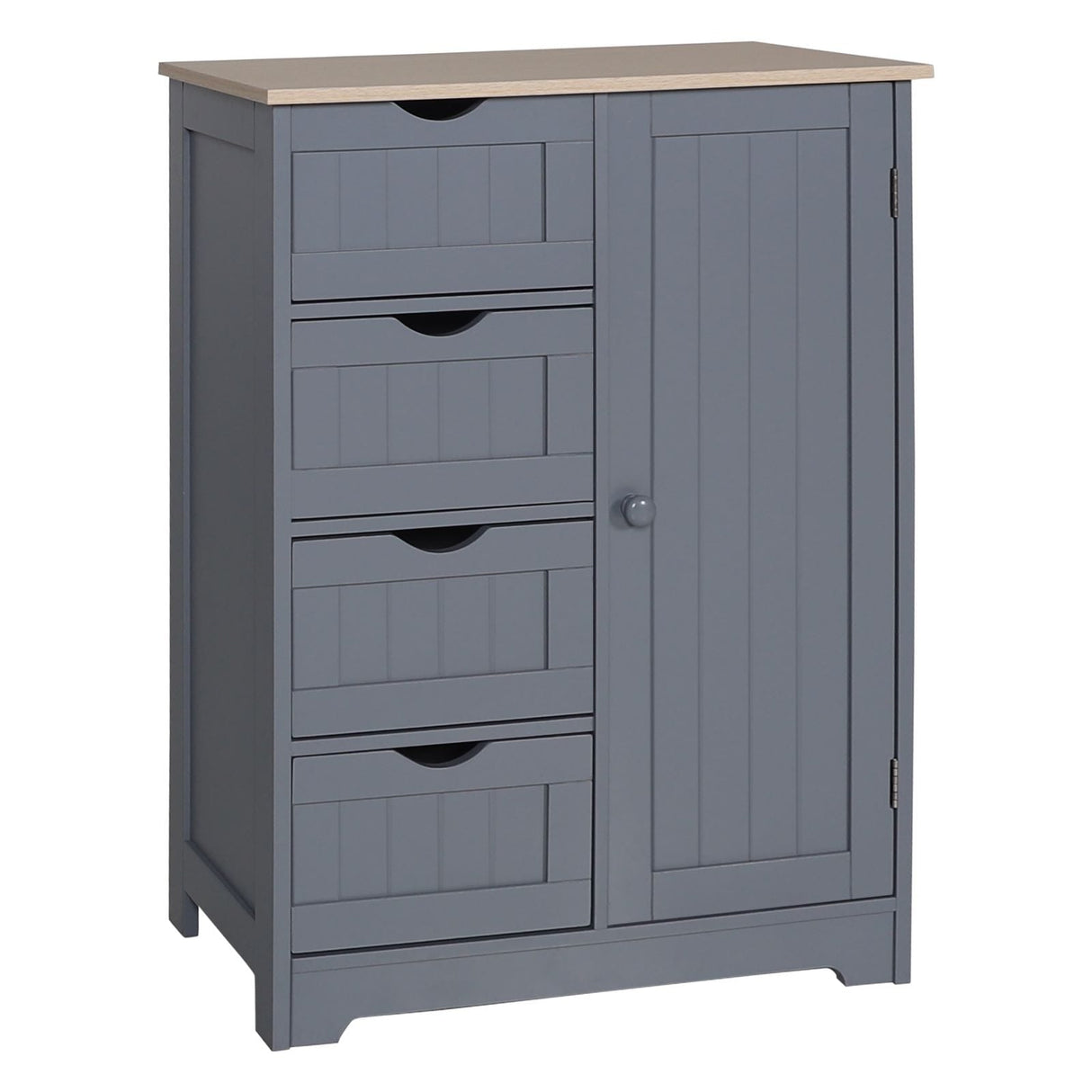 VEIKOUS Bathroom Floor Storage Cabinet with 4 Drawers, 1 Cupboard and 2 Adjustable Shelves