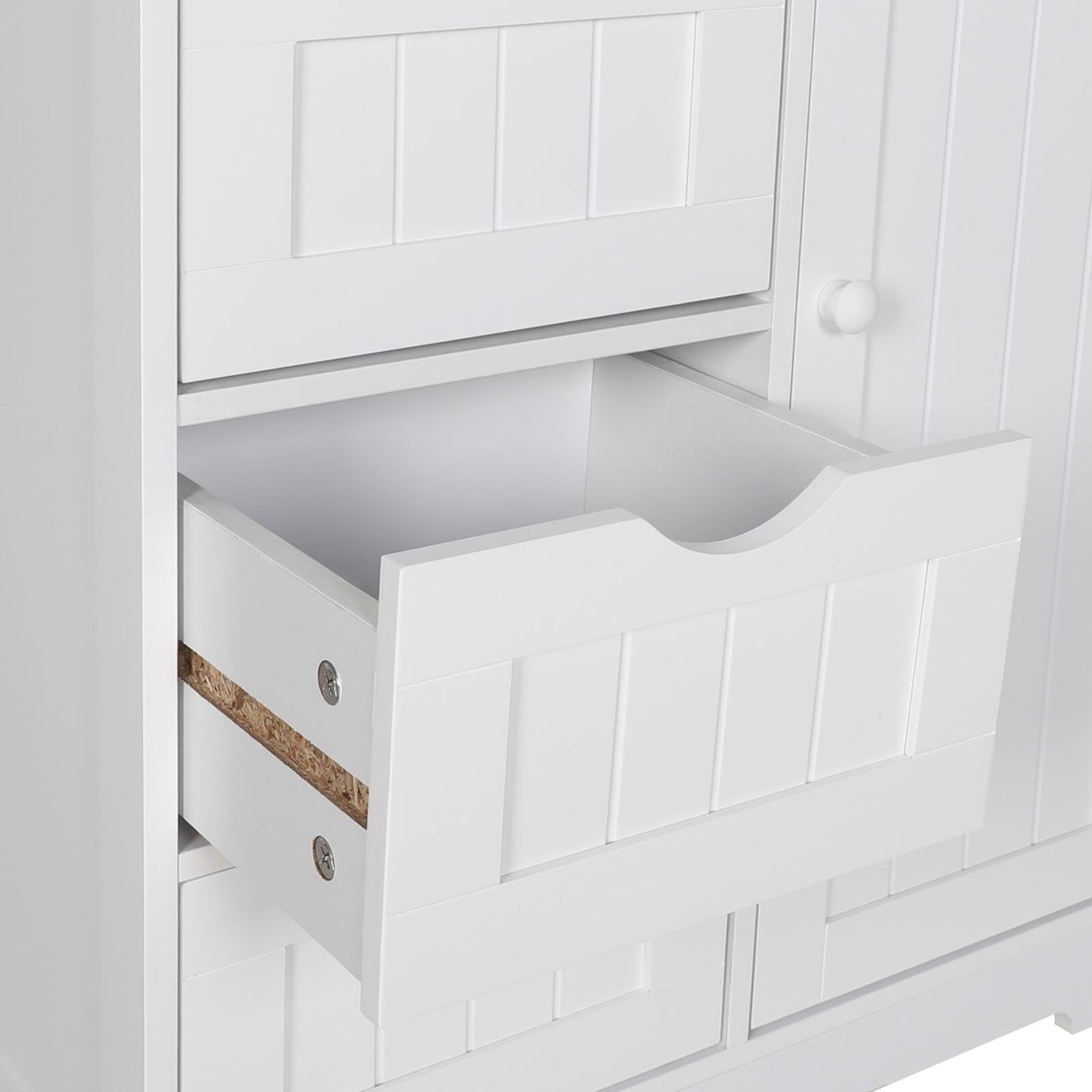 VEIKOUS Bathroom Floor Storage Cabinet with 4 Drawers, 1 Cupboard and 2 Adjustable Shelves