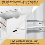 VEIKOUS Bathroom Floor Storage Cabinet with 4 Drawers, 1 Cupboard and 2 Adjustable Shelves