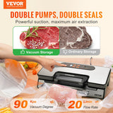 VEVOR Vacuum Sealer Machine 80/90/95Kpa Powerful Multifunctional for Dry and Moist Food Storage