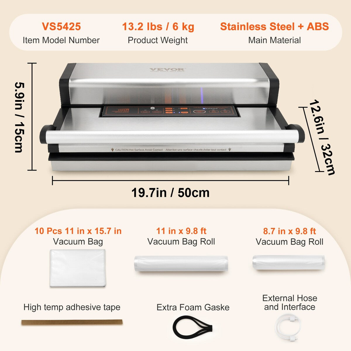 VEVOR Vacuum Sealer Machine 80/90/95Kpa Powerful Multifunctional for Dry and Moist Food Storage