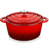 Velaze Enameled 7.5Qt. Cast Iron Round Dutch Oven