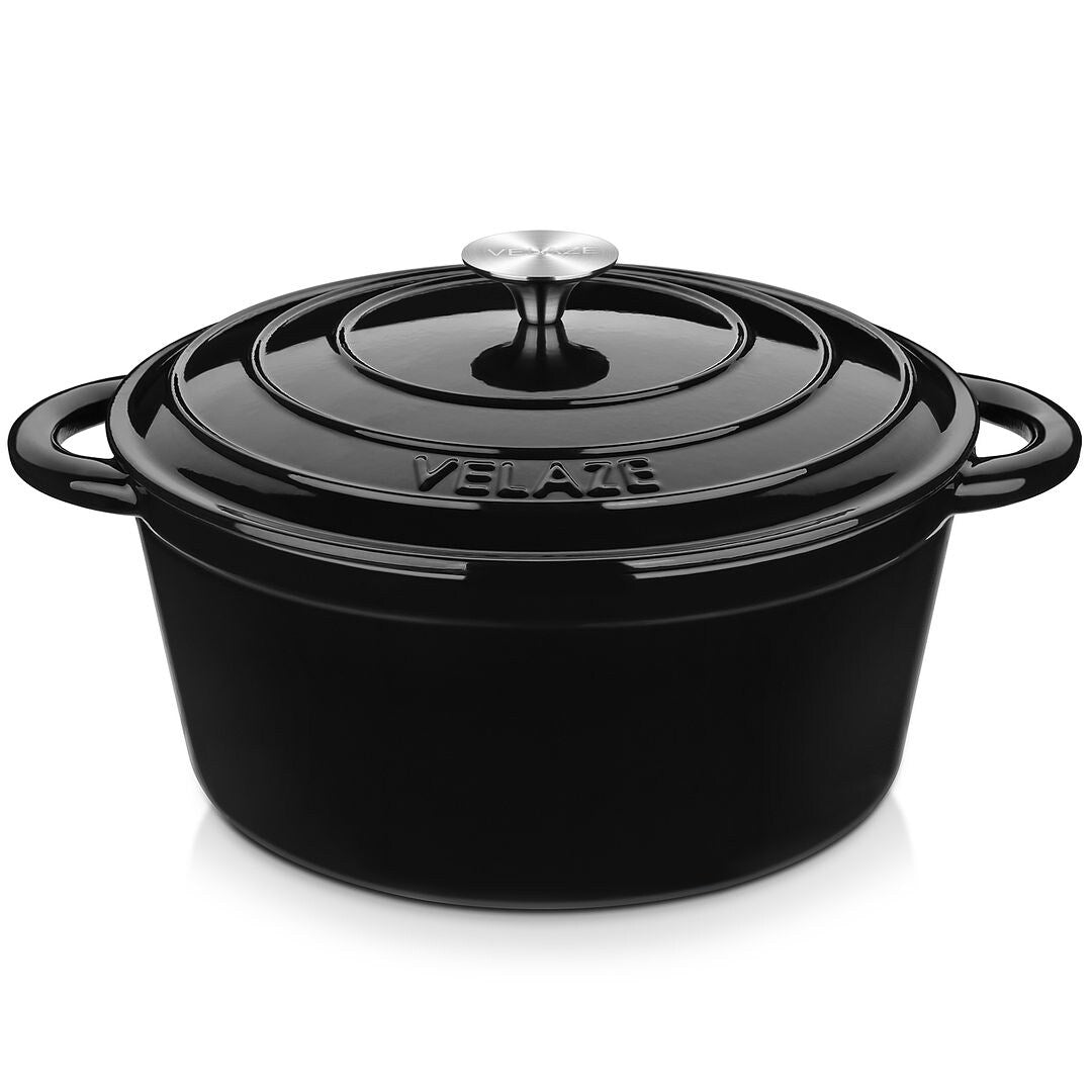 Velaze Enameled 7.5Qt. Cast Iron Round Dutch Oven
