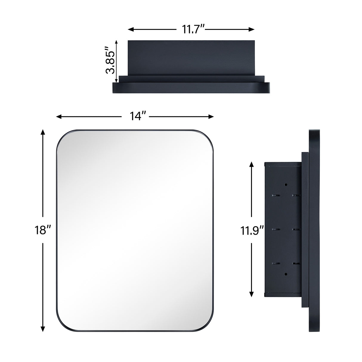 TEHOME WH Recessed Framed Medicine Cabinet with Mirror and Adjustable Shelves