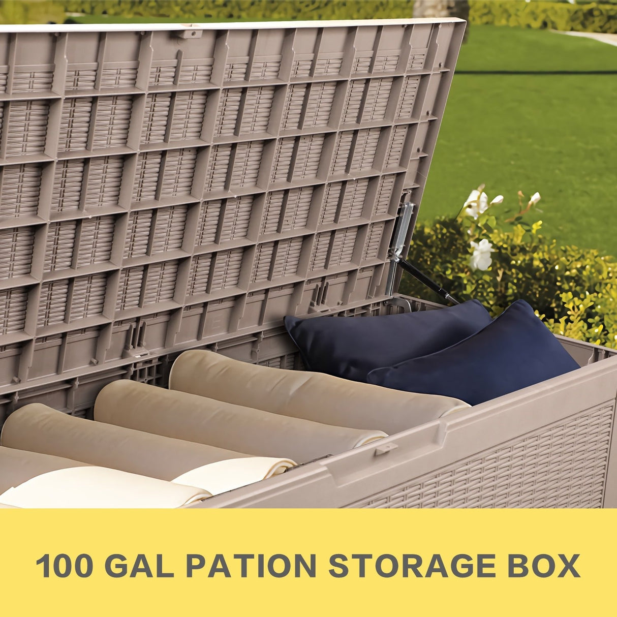 Lacoo 100-120 Gallon Patio Storage Box All Weather Plastic Deck Box