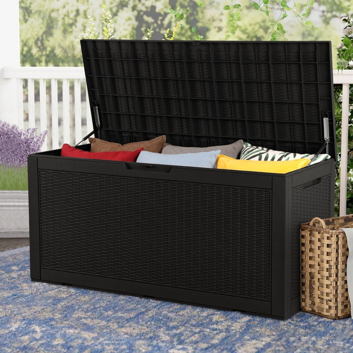 Lacoo 100-120 Gallon Patio Storage Box All Weather Plastic Deck Box