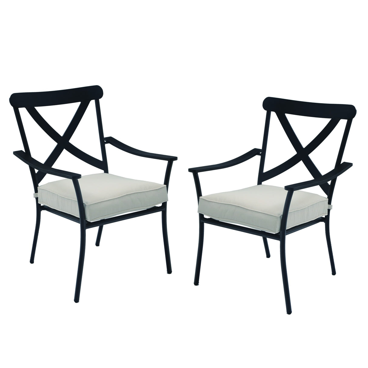 Wellington Aluminum Dining Chairs with Seat Pads, Stackable (Set of 2)