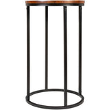 Zarna Modern Round Mixed Material Frame End Table - 24"H x 14"W x 14"D