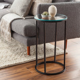 Zarna Modern Round Mixed Material Frame End Table - 24"H x 14"W x 14"D