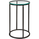 Zarna Modern Round Mixed Material Frame End Table - 24"H x 14"W x 14"D