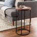 Zarna Modern Round Mixed Material Frame End Table - 24"H x 14"W x 14"D