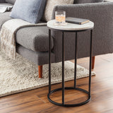 Zarna Modern Round Mixed Material Frame End Table - 24"H x 14"W x 14"D