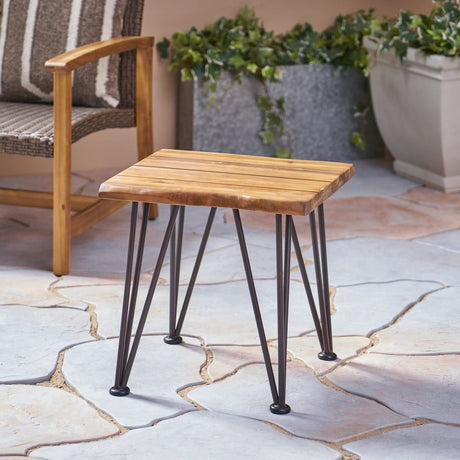 Zion Outdoor Acacia Wood Industrial Side Table by Christopher Knight Home